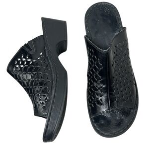 Josef Seibel Rebecca 25 Women Black Leather Slide Platform Sandals. 39 US 8